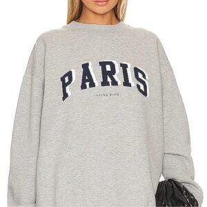 Anine Bing Heather Gray Paris Crewneck Sweater